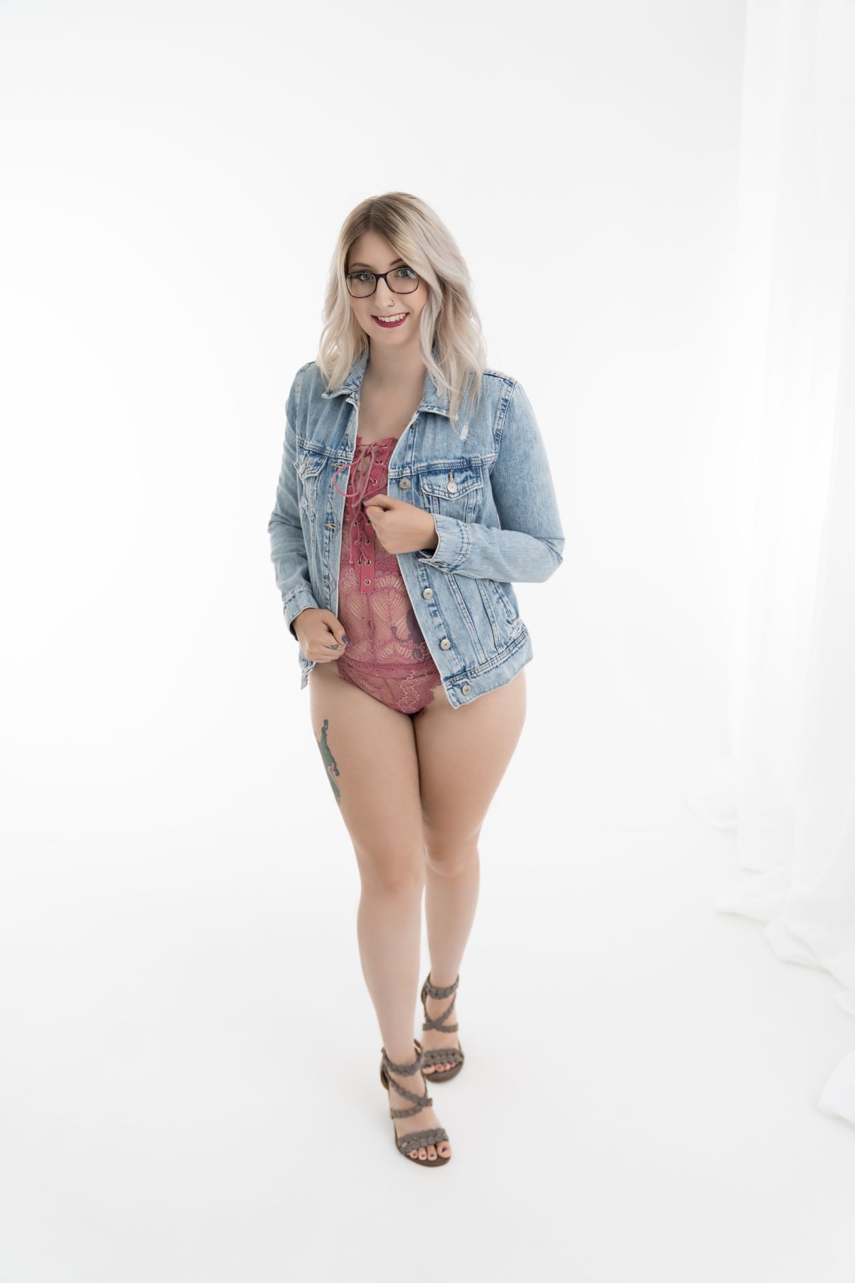 Intimate Boudoir Photoshoot jean jacket minimalist